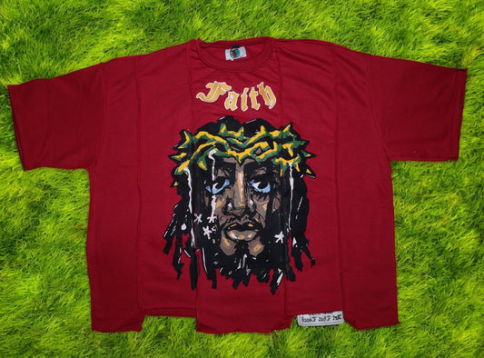 Sś Jesus cropped oversized Tee