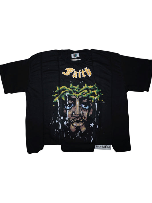 Sś Jesus cropped oversized Tee (BLACK)